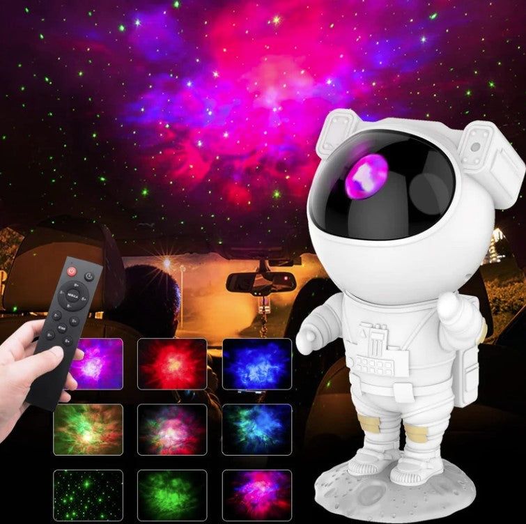 Luminária Astronauta Projetor Galáxia Led Nebulosa Estrelado Com Controle Remoto